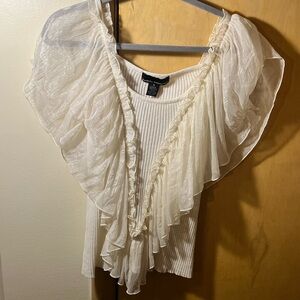 Isabella Rodriguez Cream Ruffled Blouse